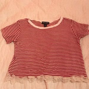 Red and white striped crop top